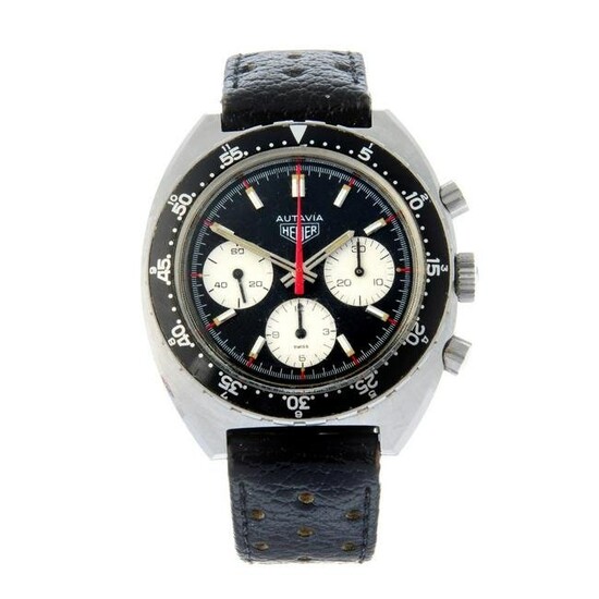 HEUER - an Autavia chronograph wrist watch. Stainless steel case with calibrated bezel. Case width
