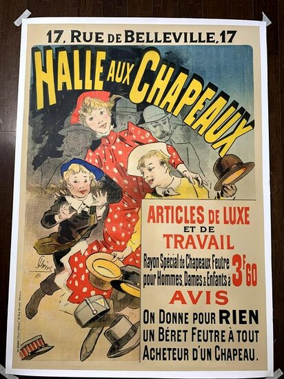 Halle Aux Chapeaux - Art by Cheret (1888) 34.75" x