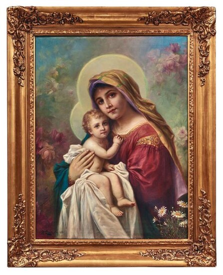 Hans Zatzka (Austria, 1859-49) Oil on Canvas "Madonna