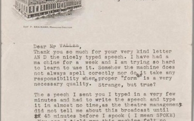 Harlow, Jean (1911-1937) Typed Letter Signed.