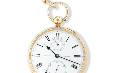 Hennessy, 5 Wind Street, Swansea. An 18K gold open face key wind pocket watch with up/down indication