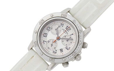 Hermès Stainless Steel and Rubber 'Clipper' Chronograph Wristwatch, Ref. CP2-410