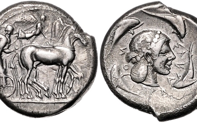 ITALIEN, SIZILIEN / Stadt Syrakus, AR Tetradrachme (ca. 475-470 v.Chr.)