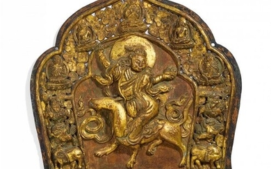 Important relief with female deity riding on a wolf