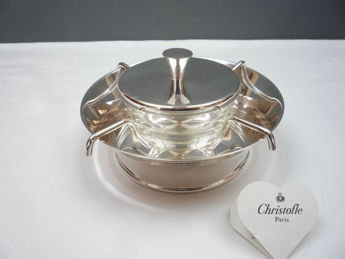 In tijdloos design - Christofle - Beautiful caviar (presentation and serving) set (1) - Crystal, Silver-plated
