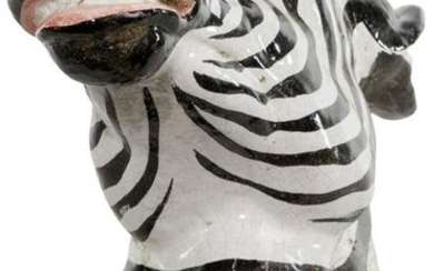 Italian Glazed Ceramic Zebra Head