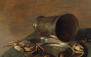 JAN JANSZ. TRECK(c. 1605 Amsterdam 1652)Nature morte avec une coupe et un crabe en argent....
