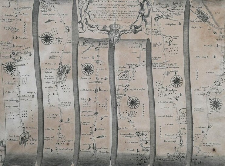 JOHN OGILBY, London Road Map, 1697