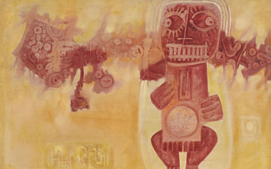 J.Sultan Ali (1920-1990), "Mansukha", 1969, huile sur toile, signée et datée, contresignée, contredatée et titrée au verso, 84x117 cmPr