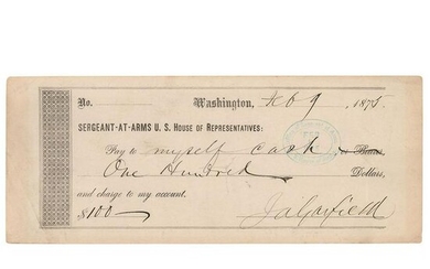 James A. Garfield Signed Check
