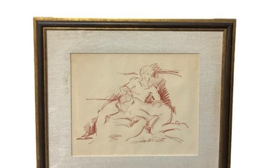Jan de Ruth (American/Czech, 1922-1991) Signed Chalk on Paper Erotic Art