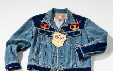 Joel Otterson (California/New York, b. 1959) Diesel Jean Jacket with Embroidered Flames