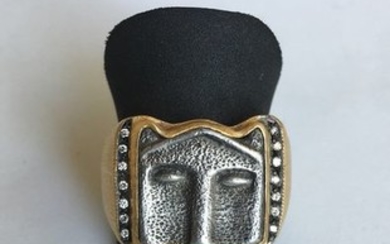 Kurtulan Design - 24 kt. Gold, Silver - Ring - 0.07 ct Diamond