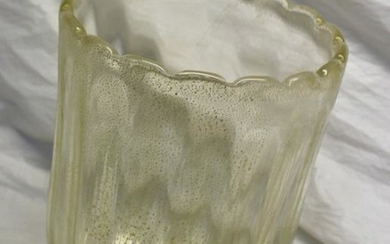 LARGE Italian Murano Mouthblown GOLD Flake Glass Shade