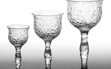 LIBBEY 1904 ST. LOUIS EXPOSITION ROCK CRYSTAL CUT ART GLASS DRINKING ARTICLES, LOT OF THREE