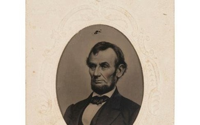 [LINCOLN, Abraham (1809-1865)]. Hand-tinted tintype of Abraham Lincoln after photograph originally