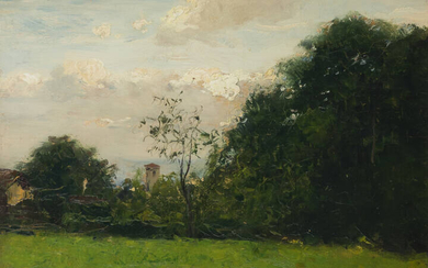LORENZO DELLEANI<BR>Pollone (BI) 1840 - 1908 Torino<BR>"Paesaggio collinare" 9/9/1901