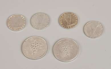 LOTTO DI LIRE ITALIANE composto da 6 monete da 5 lire vari anni di coniazione