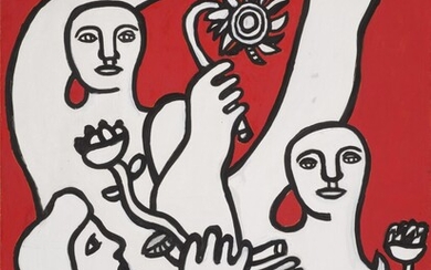 La Joie de vivre sur fond rouge , Fernand Léger
