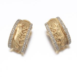 Ladies' Gold and Diamond Cartier Style Pair of Panther Earrings