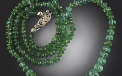 Ladies' Gold and Faceted Cut Emerald Necklace