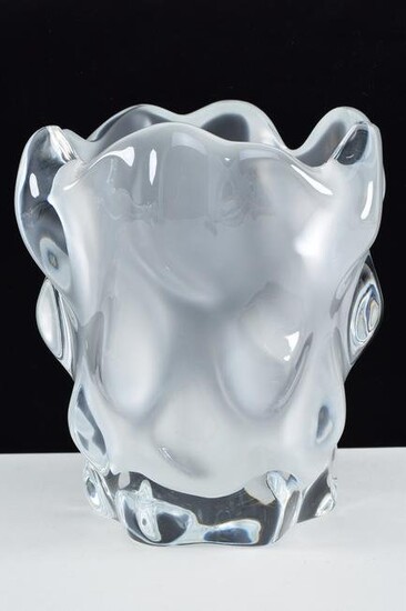 Lalique frosted art glass champagne cooler. Amorphous