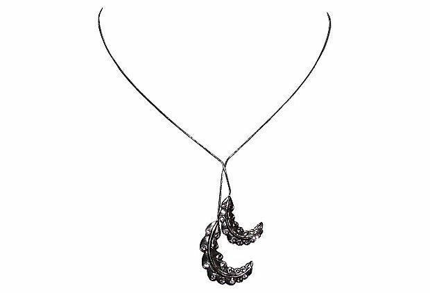 Lanvin Rhinestone Feather Necklace