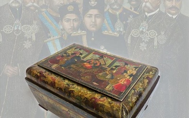 Large 19th C. Persian Qajar Wooden Box. Museum Quality