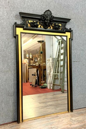 Large Castle Mirror (Overmantel mirror) - Gilt, Wood, Blackened wood - Second half 19th century