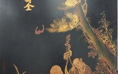 Large Chinese Black Laquered panel painting