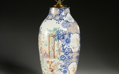 Large Chinese Export porcelain vase lamp