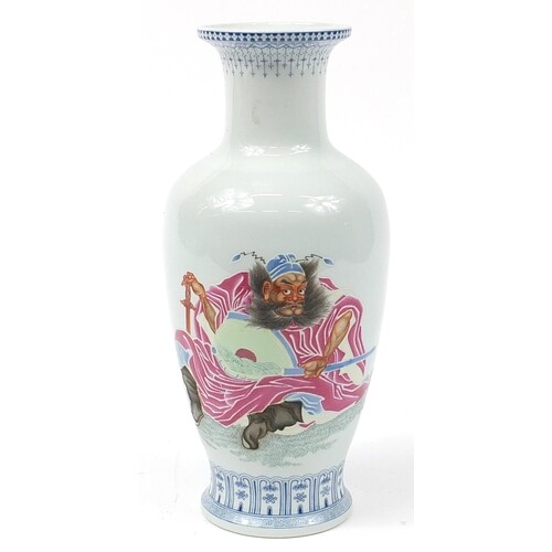 Large Chinese porcelain baluster vase hand painted in the fa...
