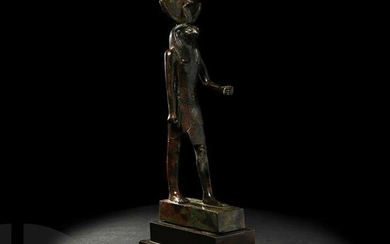 Large Egyptian Bronze Statue of Re-Horakhty