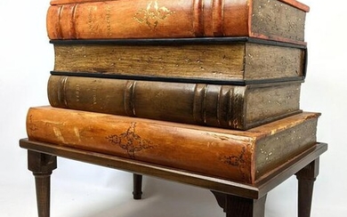 Leather Bound Faux Books Side End Table. Stacked books