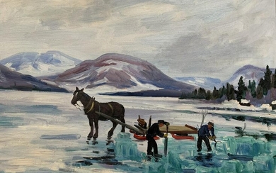 Lionel Fielding Downes, Oil On Canvas, Ice Harvest