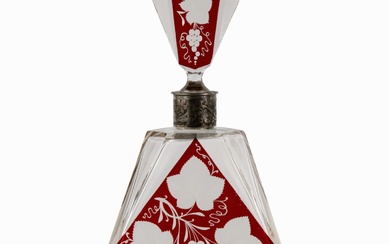 Liqueur decanter of laminated glass with silver, Khlebnikov firm.