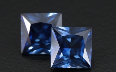 Loose 6.47 CTW Lap Grown Sapphire Matched Pair