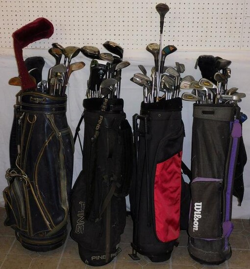 Lot 4 Golf Bags W/ Golf Clubs
