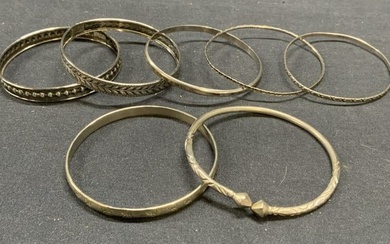 Lot 7 Vintage Sterling Silver Bracelets & More