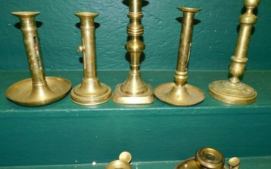 Lot of Antique Brass Candlesticks