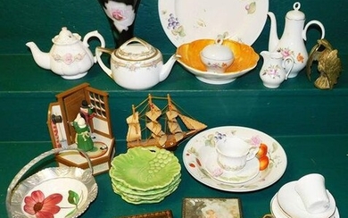 Lot of Porcelain Tea Pots, Plates, & Bowls