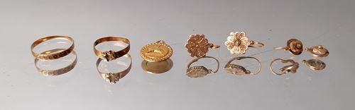 Lot of gold jewelry including two pairs of...