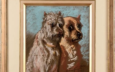 Louis Godefroy JADIN (1805-1882) Portrait de deux chiens...