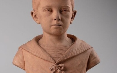 Louis Robyn (1835-1912) - Sculpture, bust of a young child - 45 cm (1) - Terracotta - Late 19th century