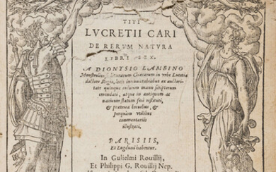 Lucretius Carus (Titus) De rerum natura libri sex, contemporary limp vellum, Paris, Guillaume Rouillé, 1563.