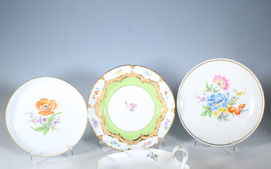MEISSEN, collection of wall plates and serving bowl.
