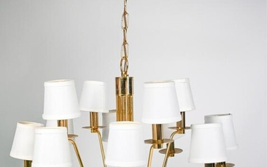 MID-CENTURY BRASS CHANDELIER, STYLE OF PARZINGER