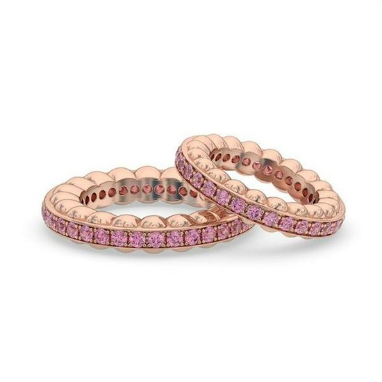 MONSARAJE Orbits 18k Rose Gold Ring With Pink Sapphires