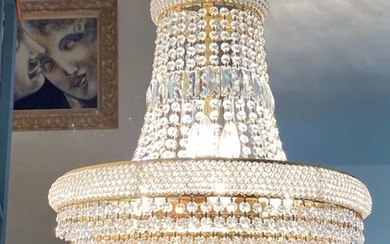 Magnífica y Lujosa Lámpara de Diseño Chapado en Oro 24Kilates - 9 Focos de Luz - Estilo Imperio - Ceiling lamp (1) - Araña