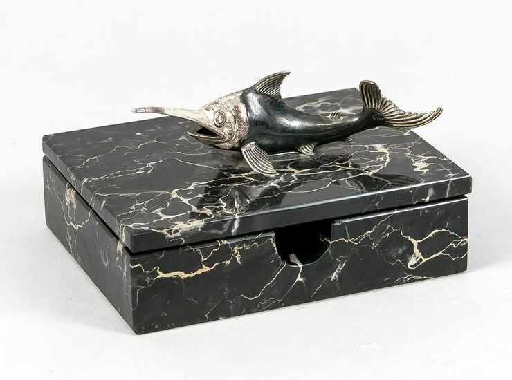 Marble lidded box with swordfish kn